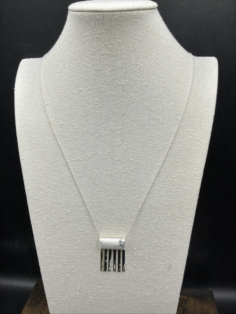 Barse Fringe Pendant Necklace - Howlite- Sterling Silver- NWT